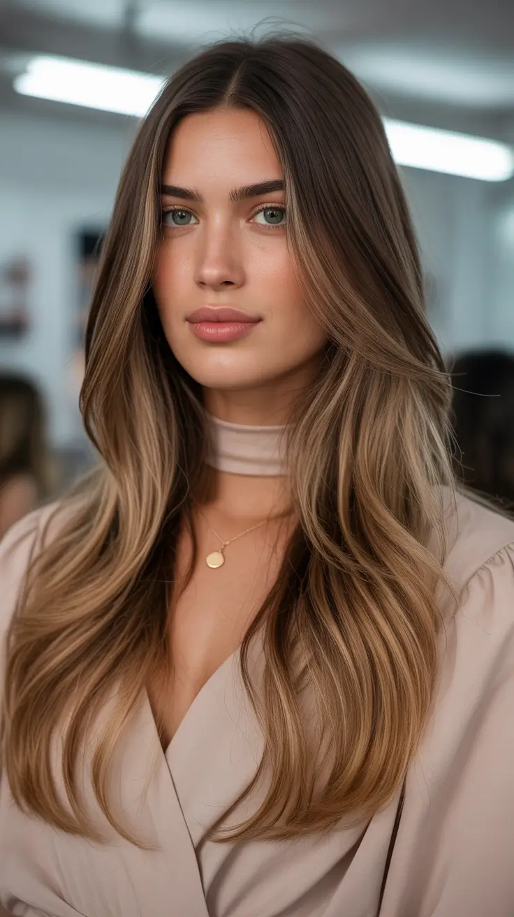 Easy haircuts for long hair 2026 Balayage Layers With a Side Whisper