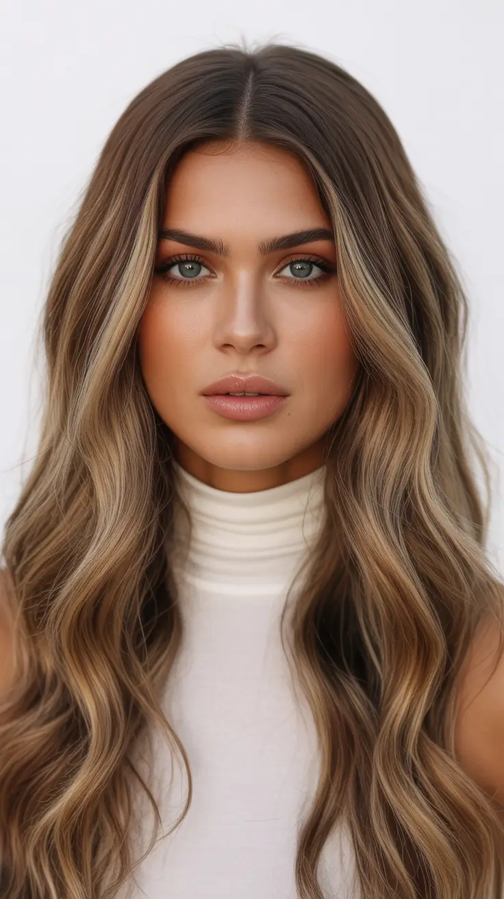 Easy haircuts for long hair 2026 Soft Caramel Balayage With Curtain Bangs