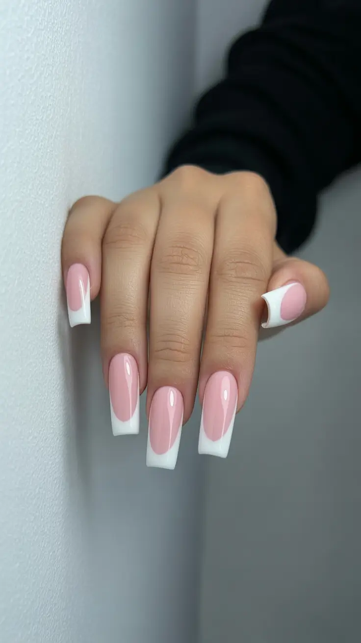 elegant gel nails 2026 Modern White-Tipped Elegance
