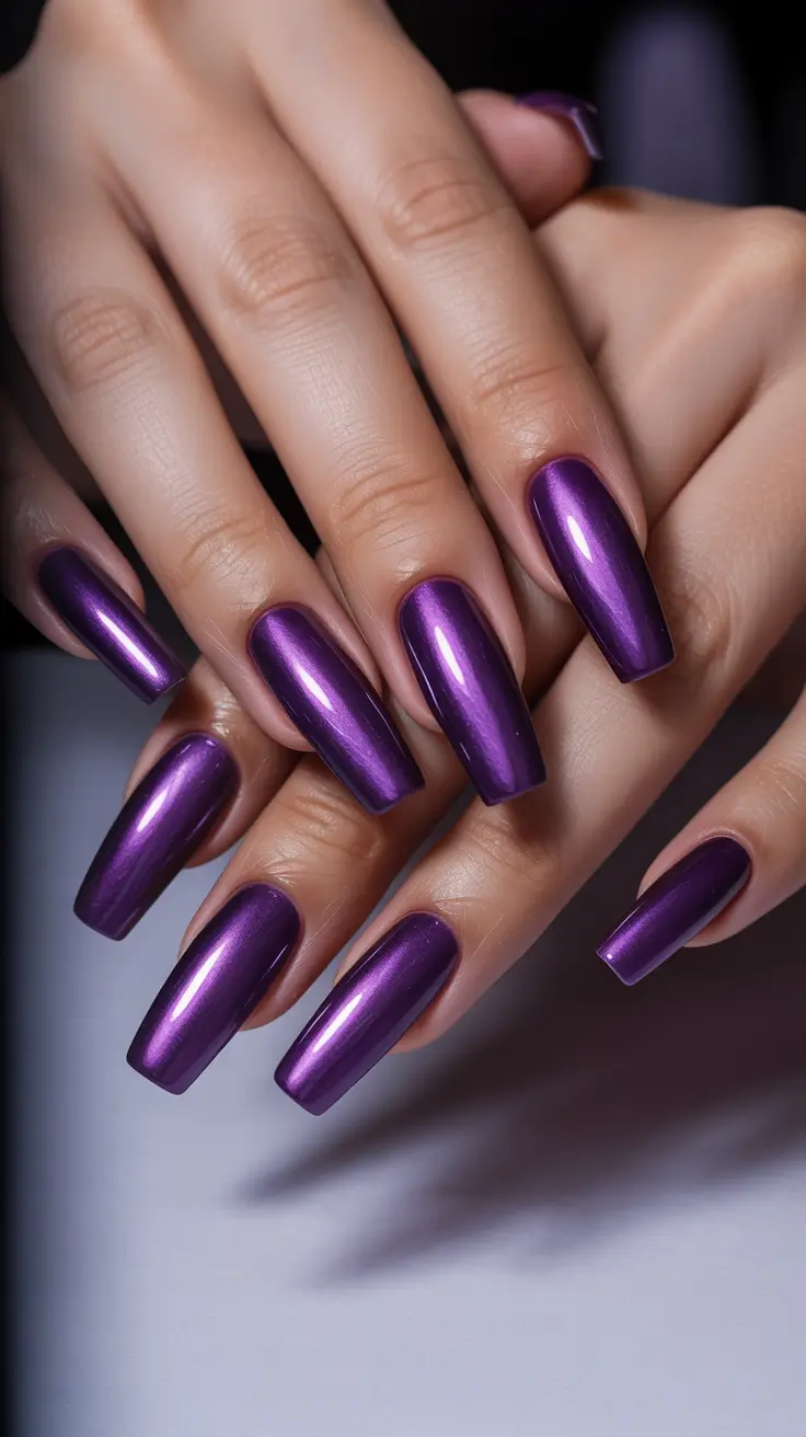 elegant gel nails 2026 Royal Violet Mirror Shine
