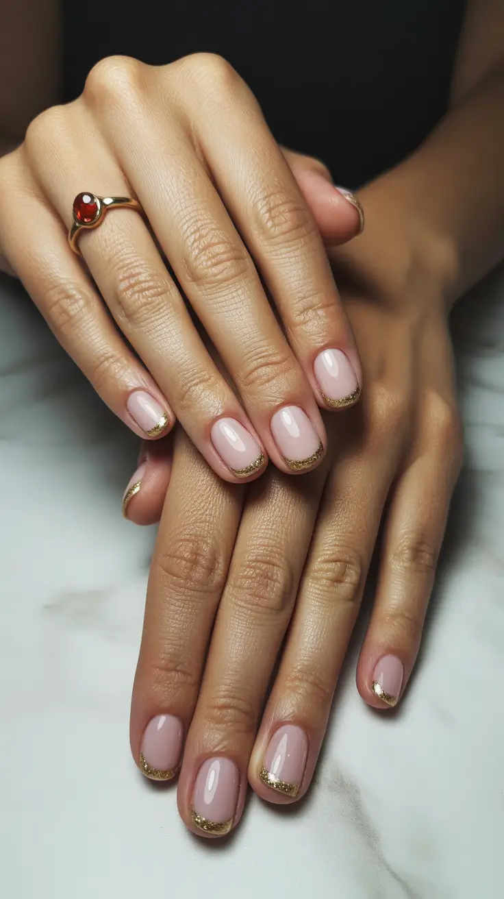 elegant gel nails 2026 Soft Gold-Touched French Elegance