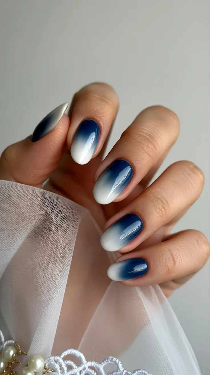 elegant gel nails 2026 Midnight-to-Snow Ombre Magic