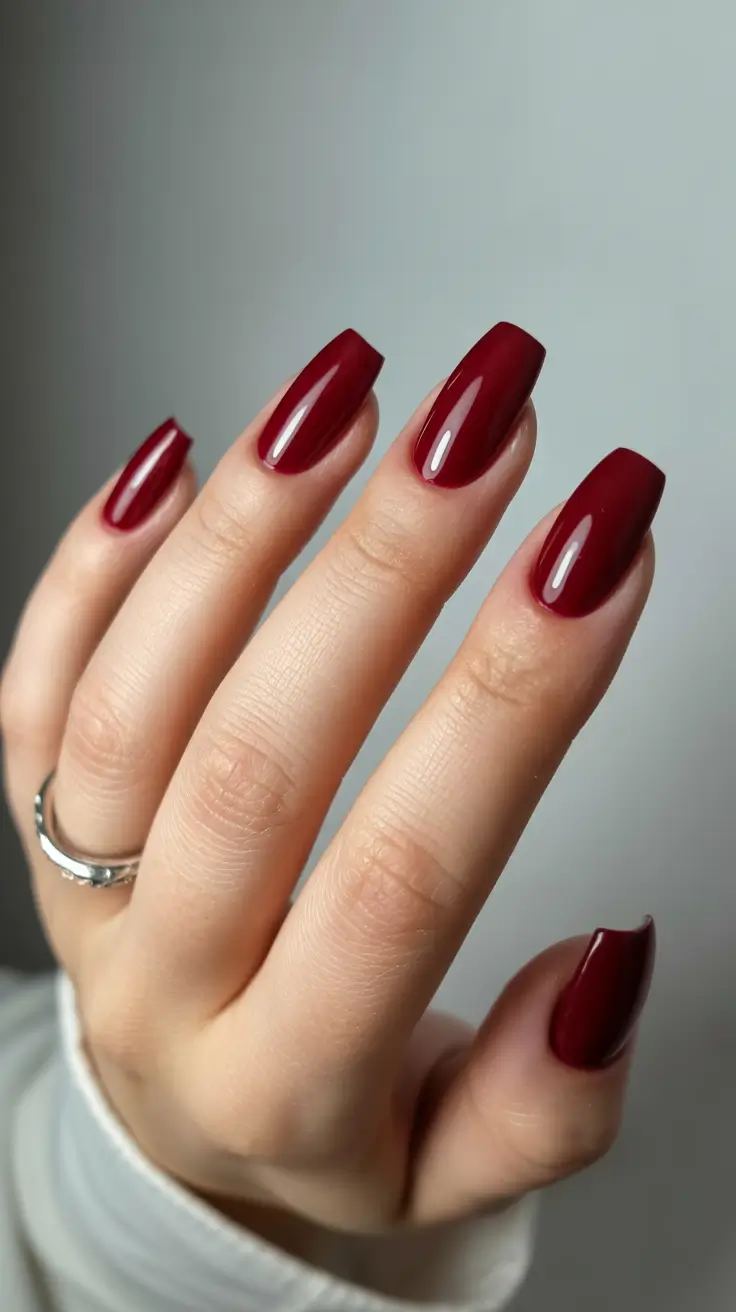 elegant gel nails 2026 Deep Red Gloss for Modern Romance