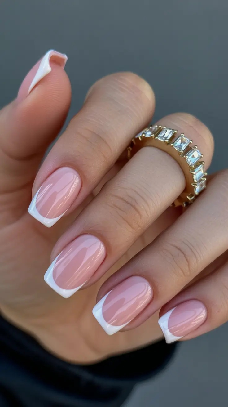 elegant gel nails 2026 Soft Pink French With Modern Cutout Tips