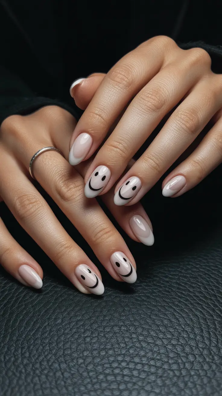 elegant short almond nails 2026 Minimal French Smiles With Playful Expression