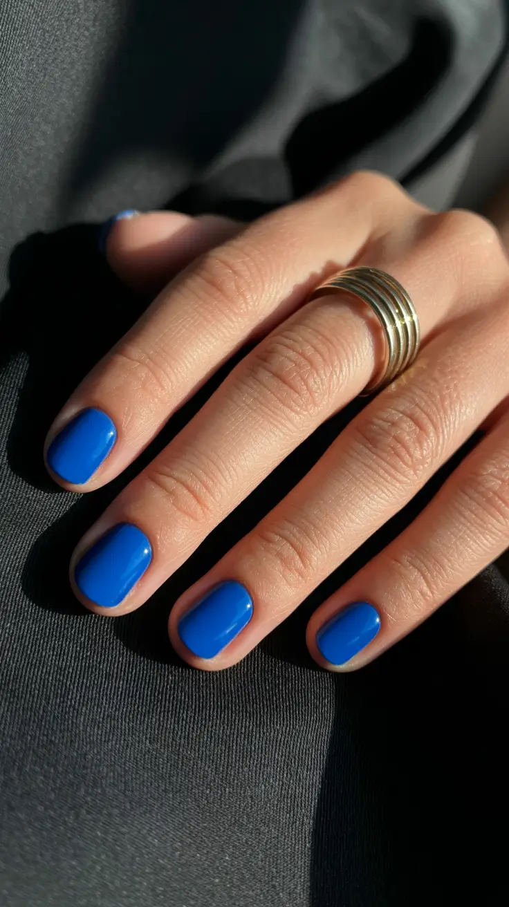 Elegant Short Nails 2026 Electric Blue Minimalism