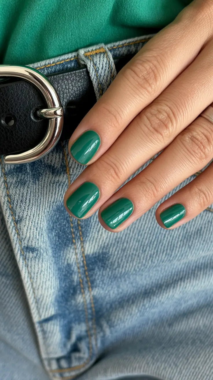 Elegant Short Nails 2026 Fresh Emerald Simplicity