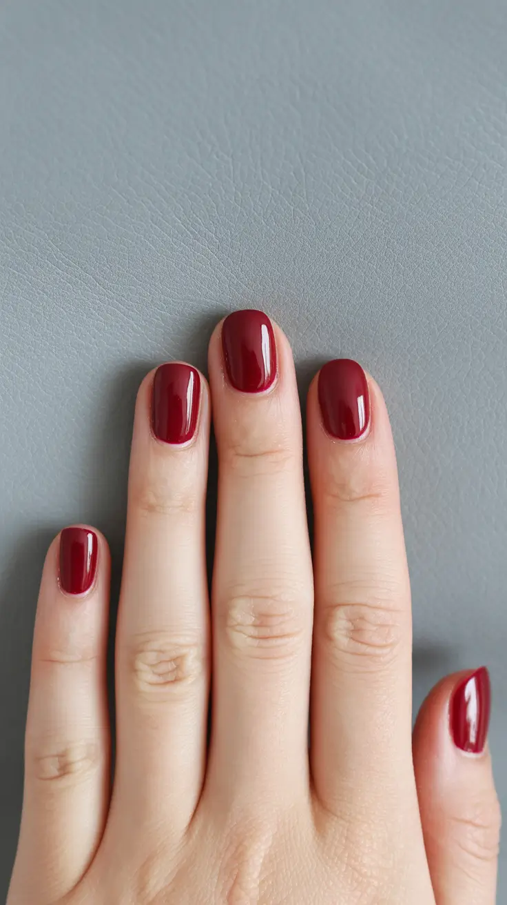 Elegant Short Nails 2026 Burgundy Calm