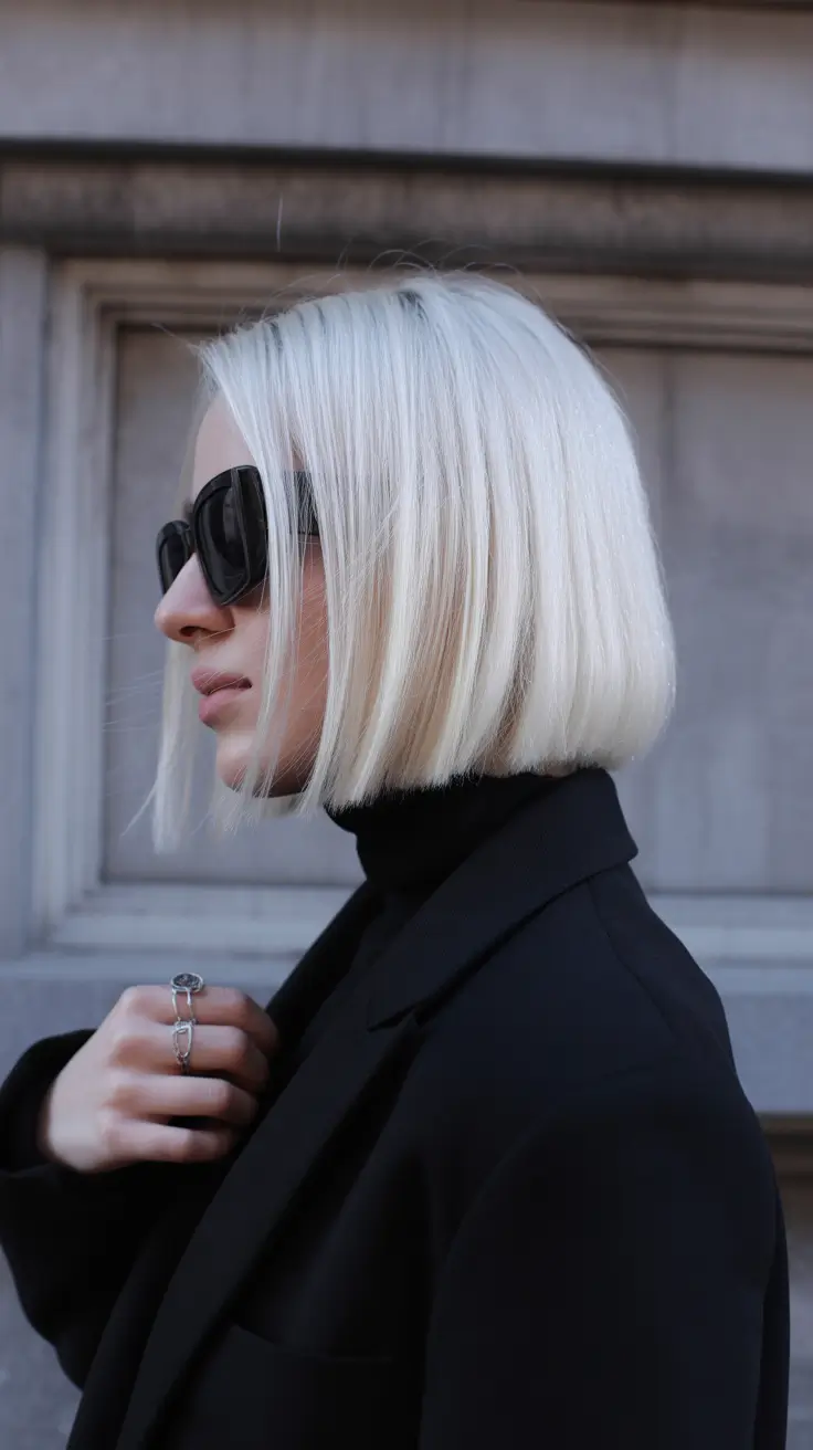 Long bob haircuts ideas 2026 Platinum Ice Chic Bob