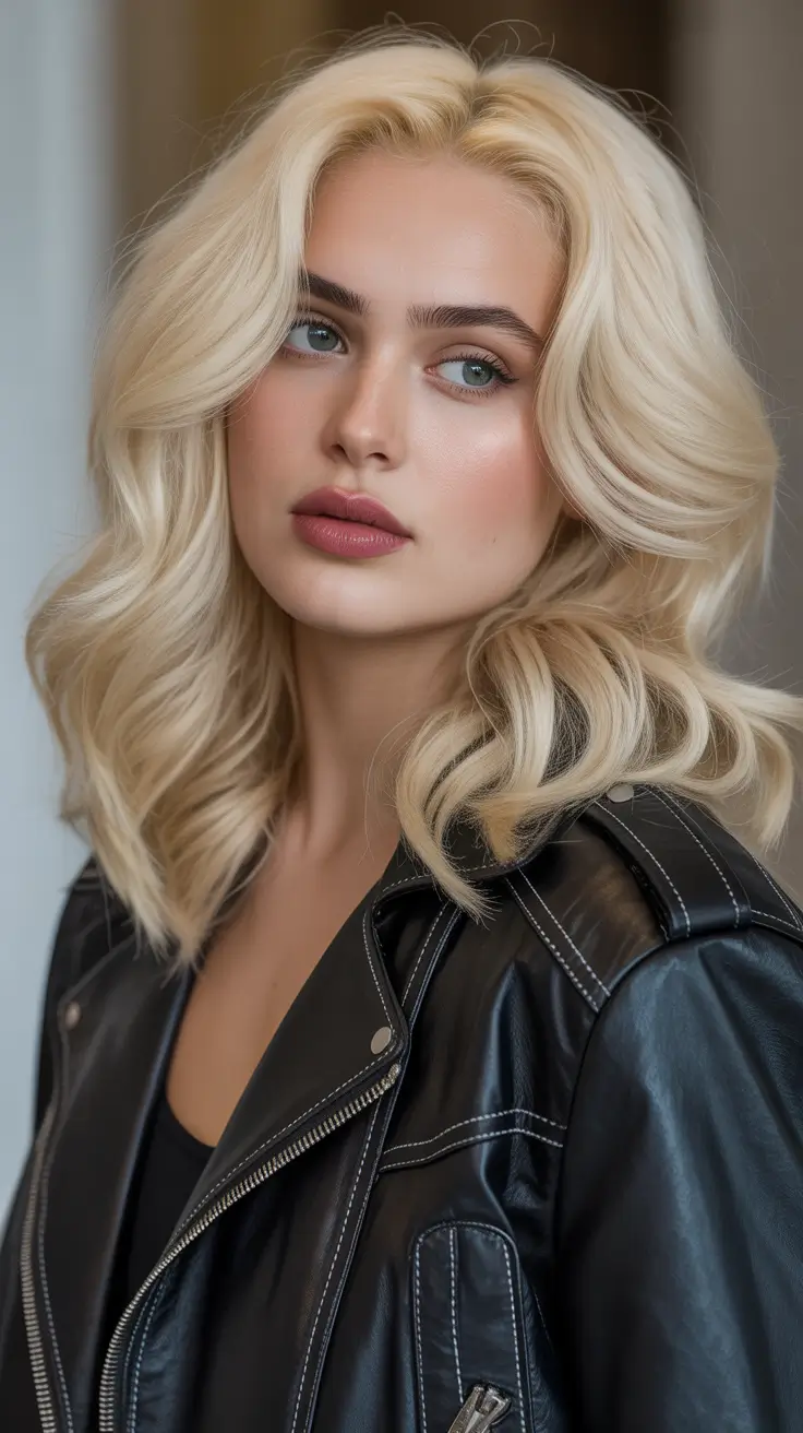 Medium hairstyles for women 2026 Platinum Cream Waves