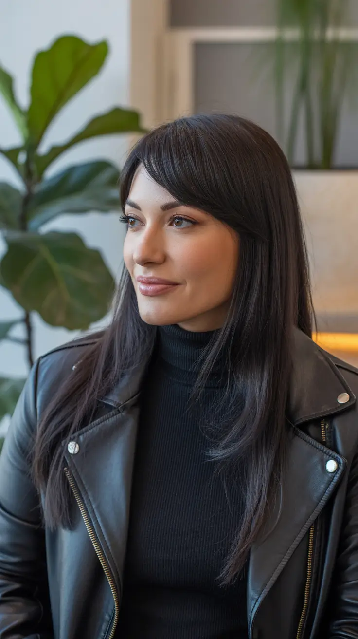 Medium hairstyles for women 2026 Straight Style With Bangs