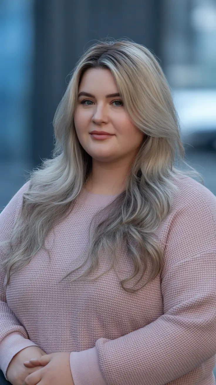 Modern haircuts for plus-size women 2026 Long Layered Blonde Waves