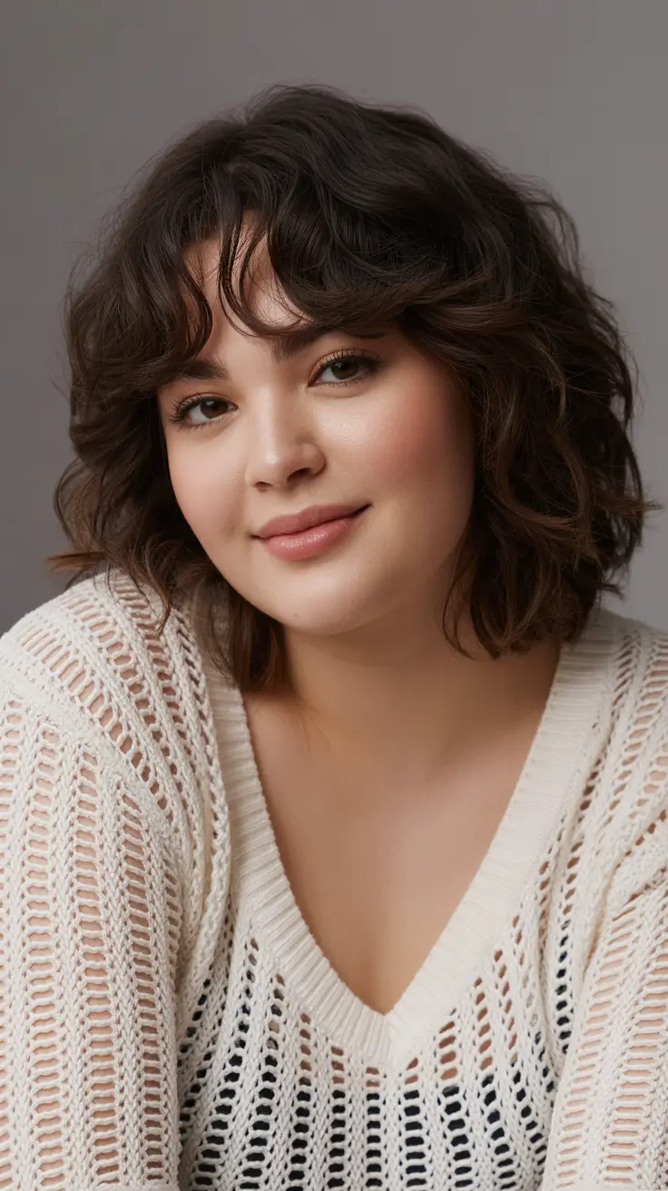 Modern haircuts for plus-size women 2026 Curly Shag Revival with Natural Movement