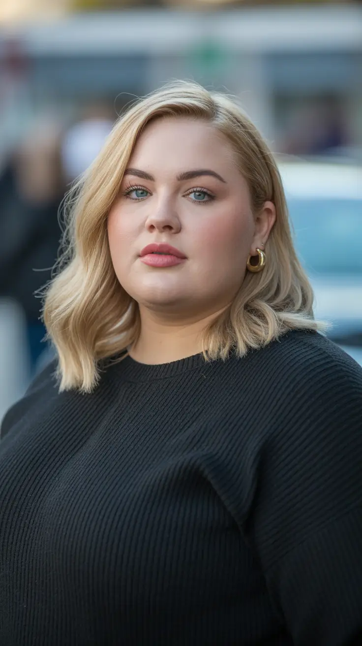 Modern haircuts for plus-size women 2026 Textured Blonde Bob with Subtle Waves