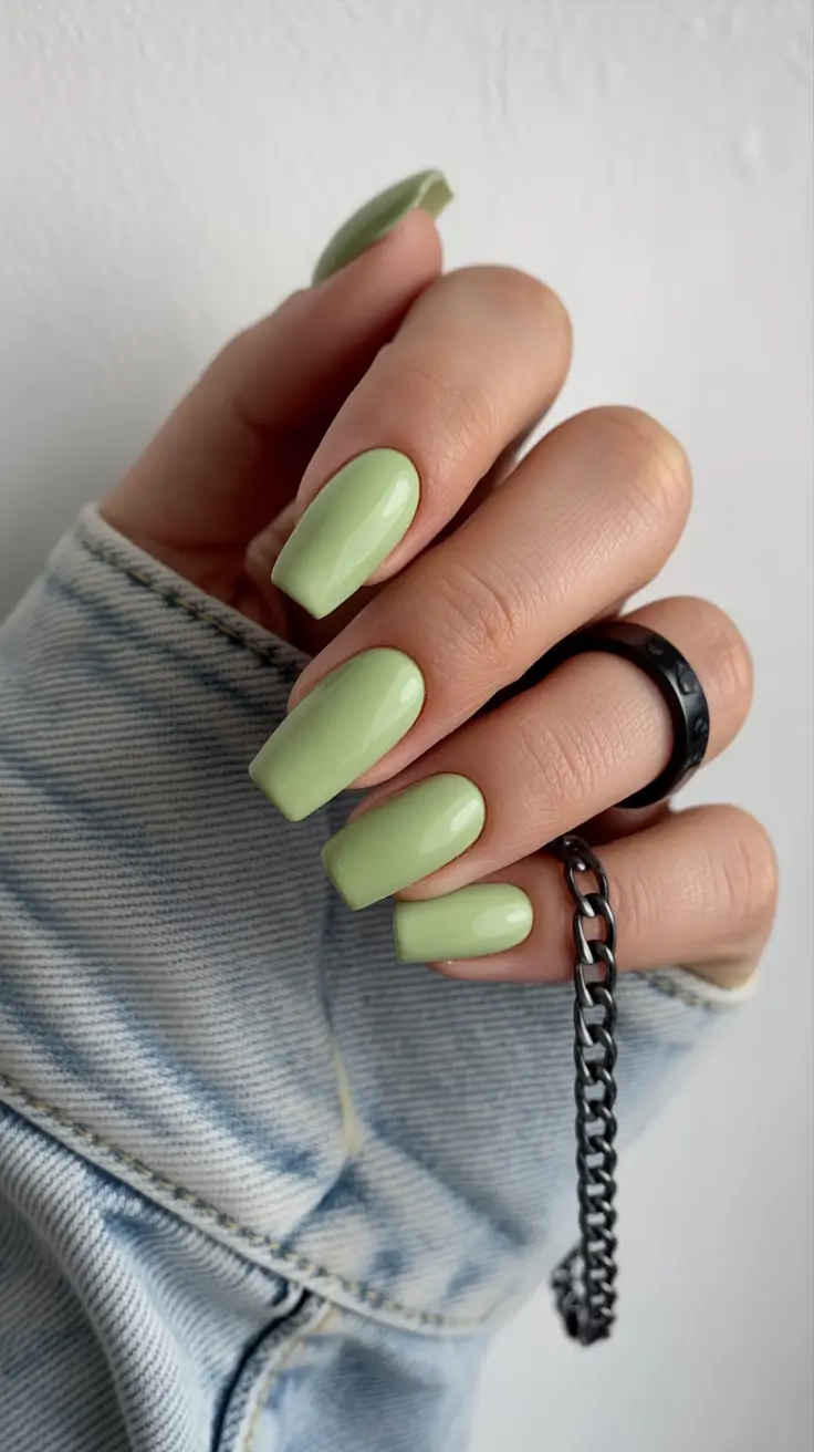 nail design trends 2026 Muted Green Nails