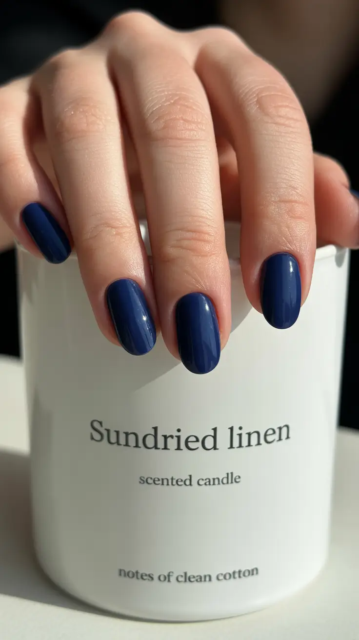 nail design trends 2026 Short Blue Nails