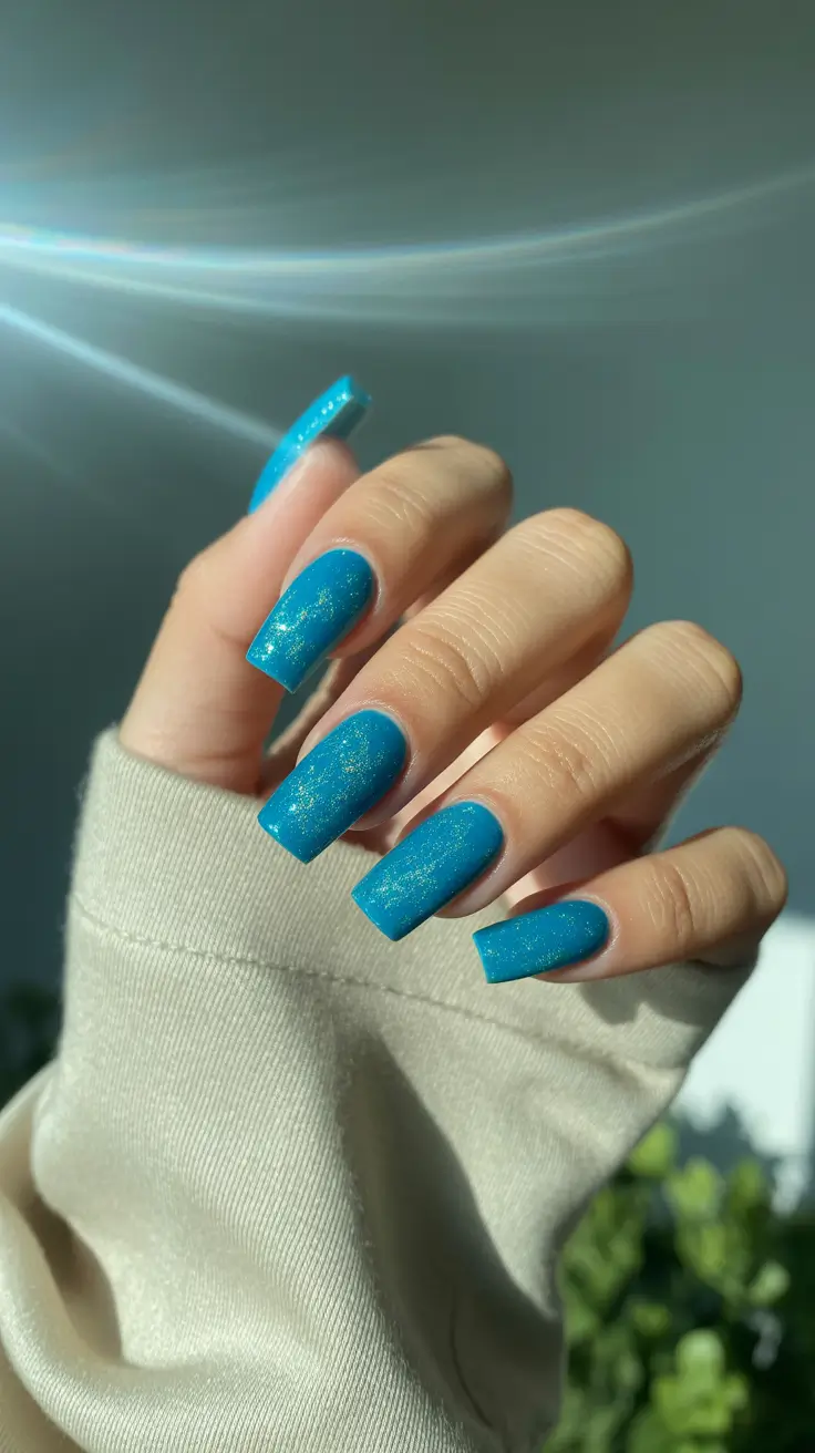 nail design trends 2026 Blue Shimmer Nails