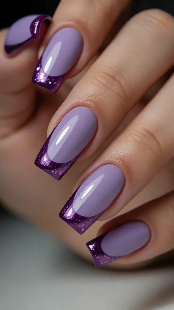 nail design trends 2026 Purple French Tip Nails