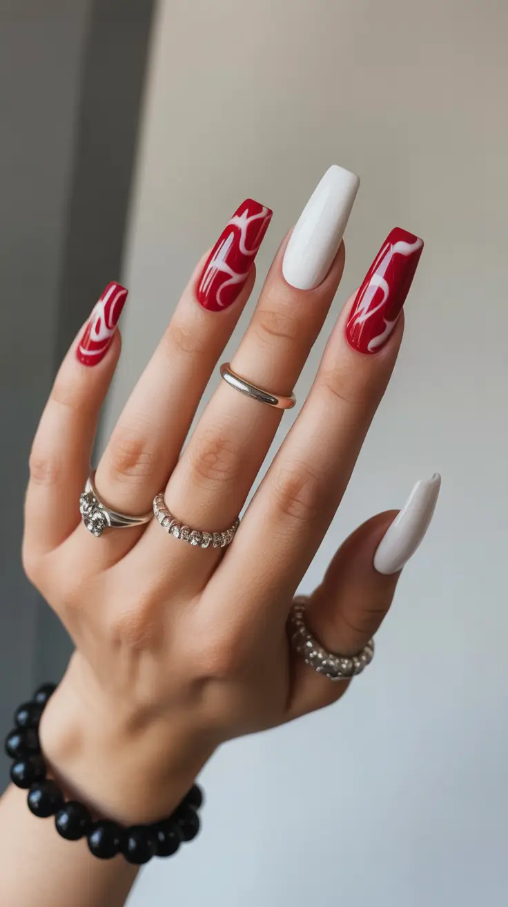 nail design trends 2026 Burgundy Swirl Nails