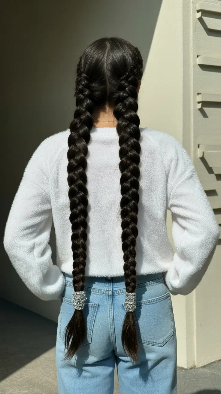 New braided hair looks 2026 Ultra Long Double Braids Crystal Ends
