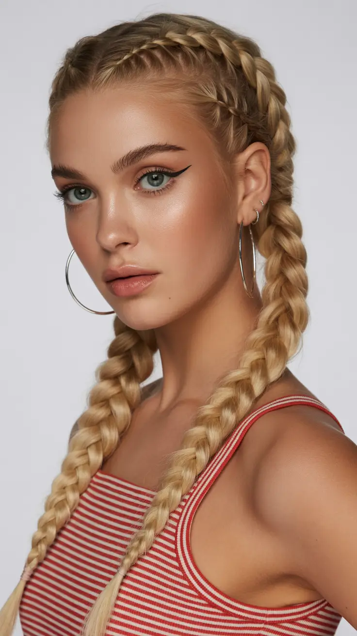 New braided hair looks 2026 Sunlit Dutch Braids
