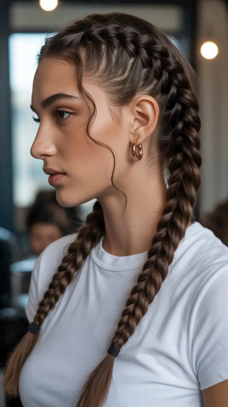 New braided hair looks 2026 Soft Athletic Double Braids