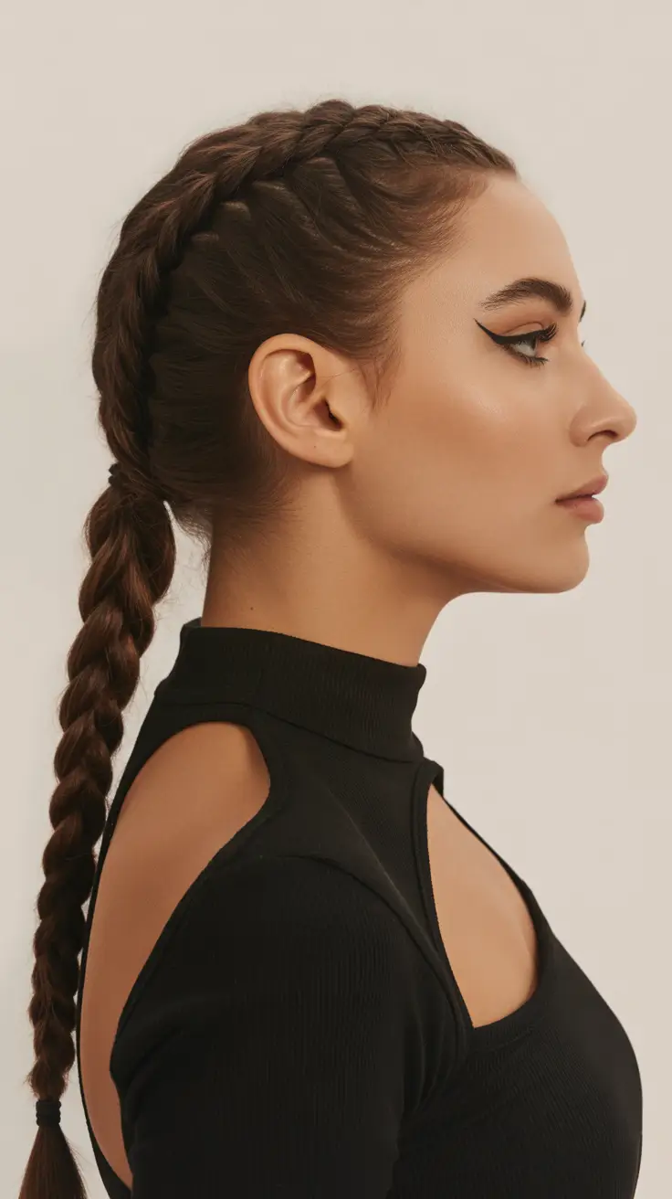 New braided hair looks 2026 Clean Sleek Single Braid