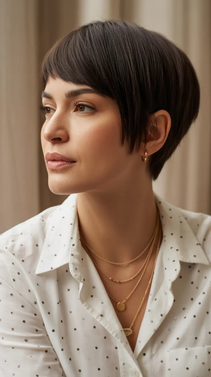Short haircut inspiration 2026 Polished Espresso Pixie