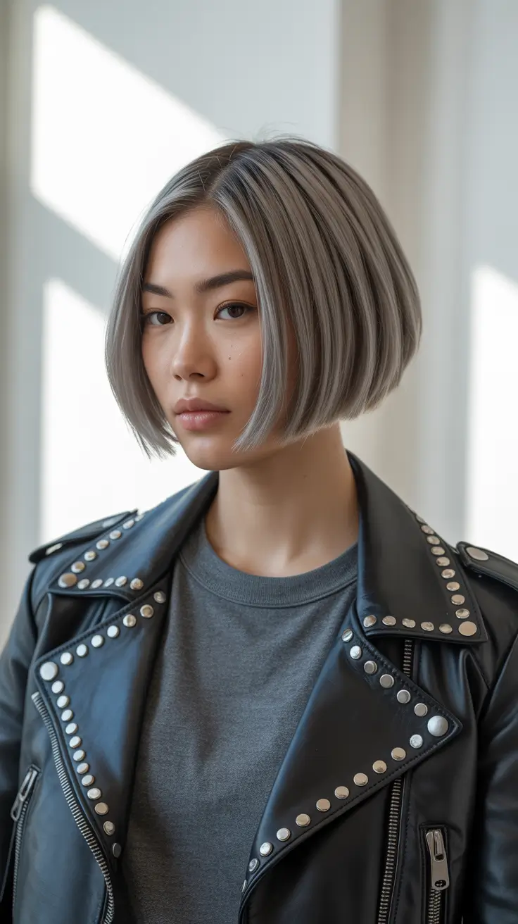 Short haircut inspiration 2026 Silver Precision Bob