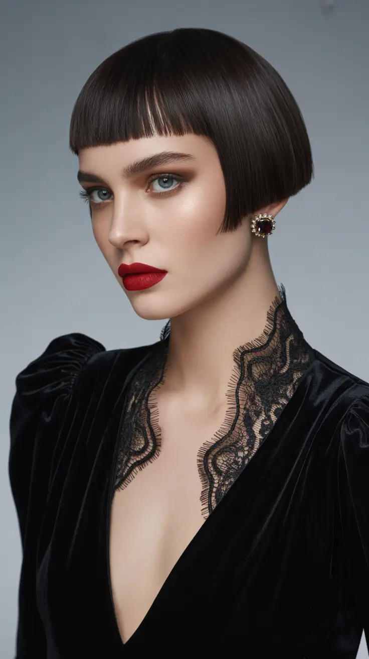 Short haircut inspiration 2026 Glossy Jet Micro Bob