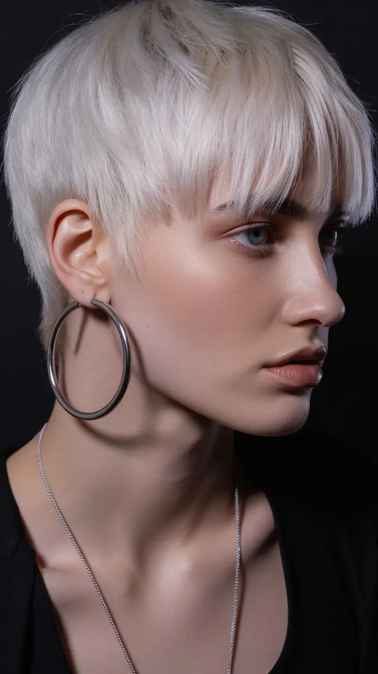 Short haircut inspiration 2026 Frosted Platinum Edge