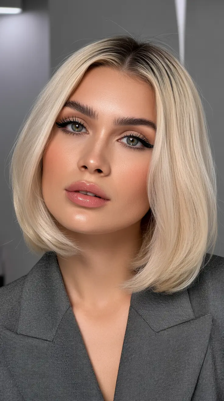 Short haircut inspiration 2026 Platinum Soft Blunt Bob