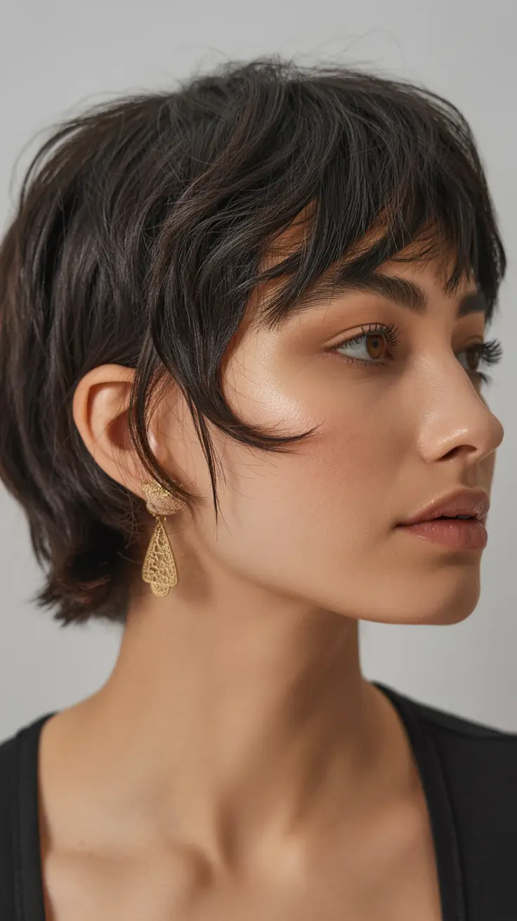 Short haircut inspiration 2026 Textured Brunette Crop