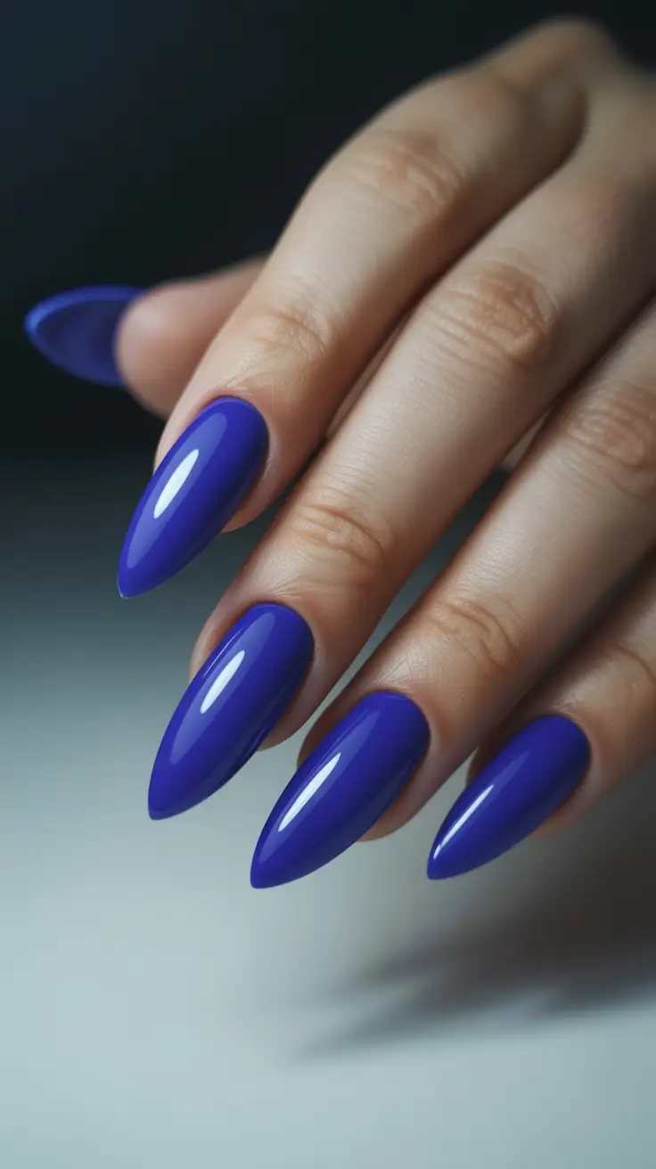 stiletto nails for 2026 Royal Blue Minimalism