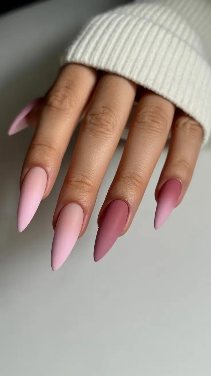 stiletto nails for 2026 Matte Blush Ombre