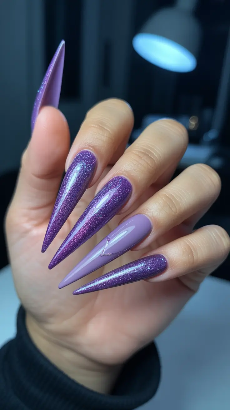 stiletto nails for 2026 Violet Luxe