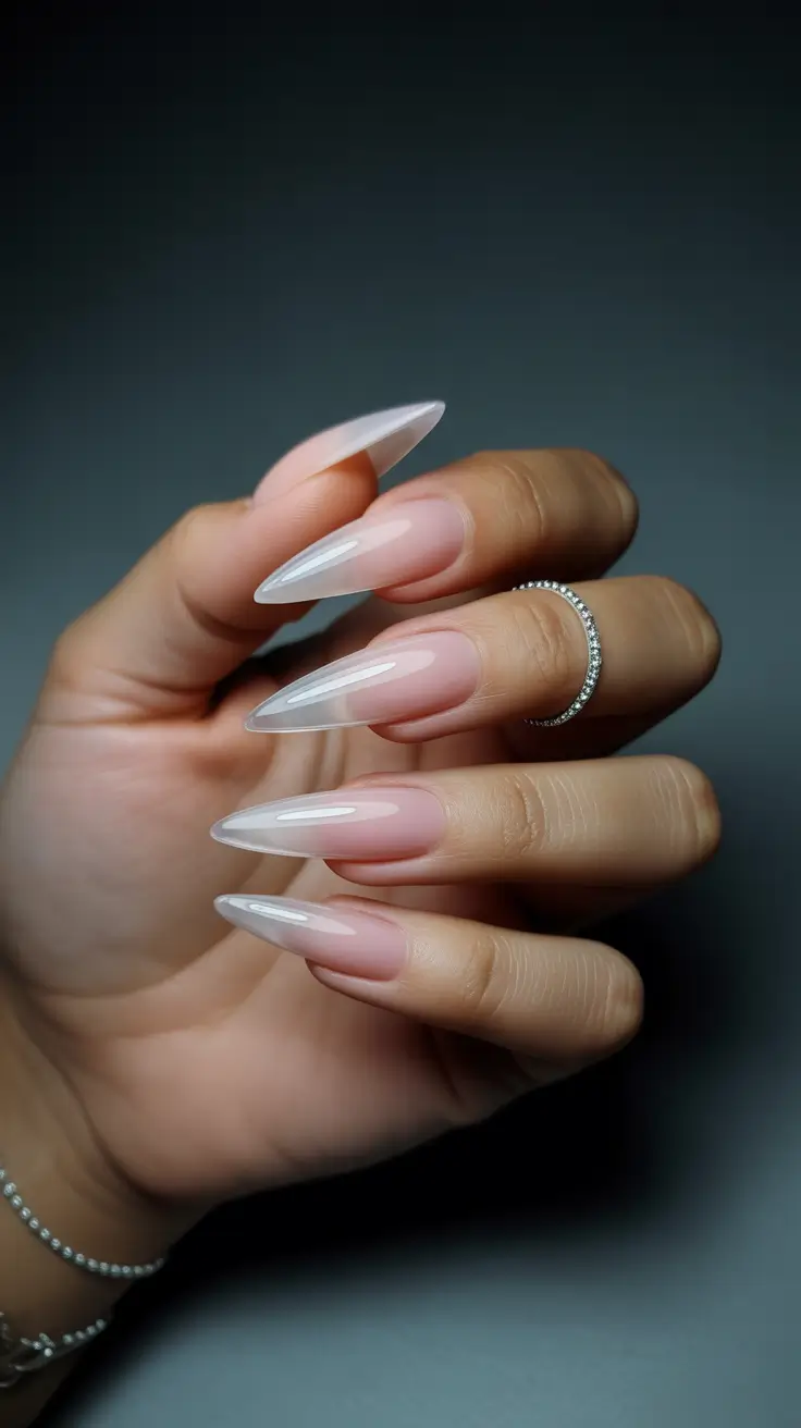 stiletto nails for 2026 Sheer Nude Perfection