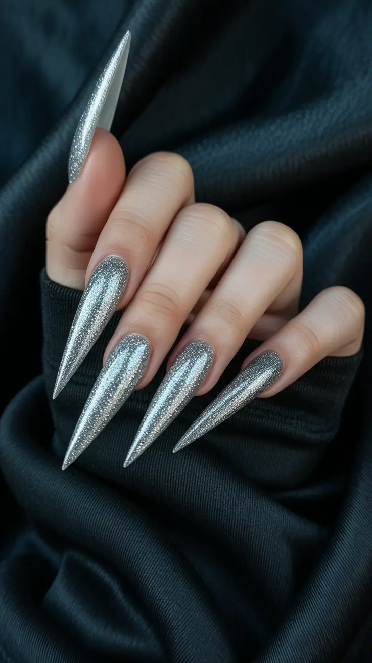 stiletto nails for 2026 Silver Siren
