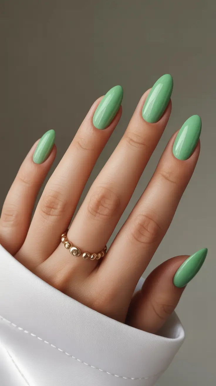 stylish almond nails 2026 Mint Cream Almond Freshness