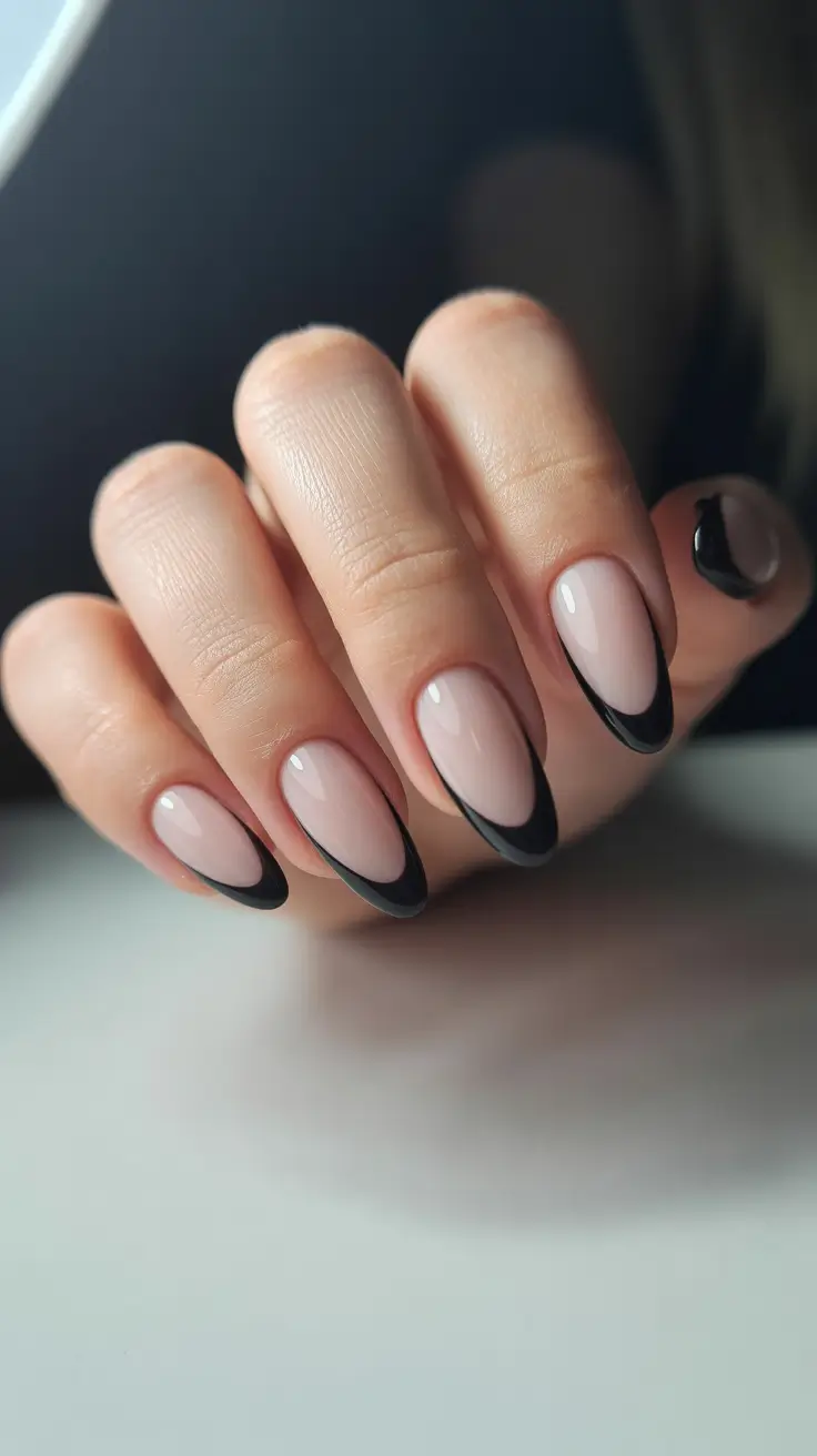 stylish almond nails 2026 Soft Neutral With Noir Precision