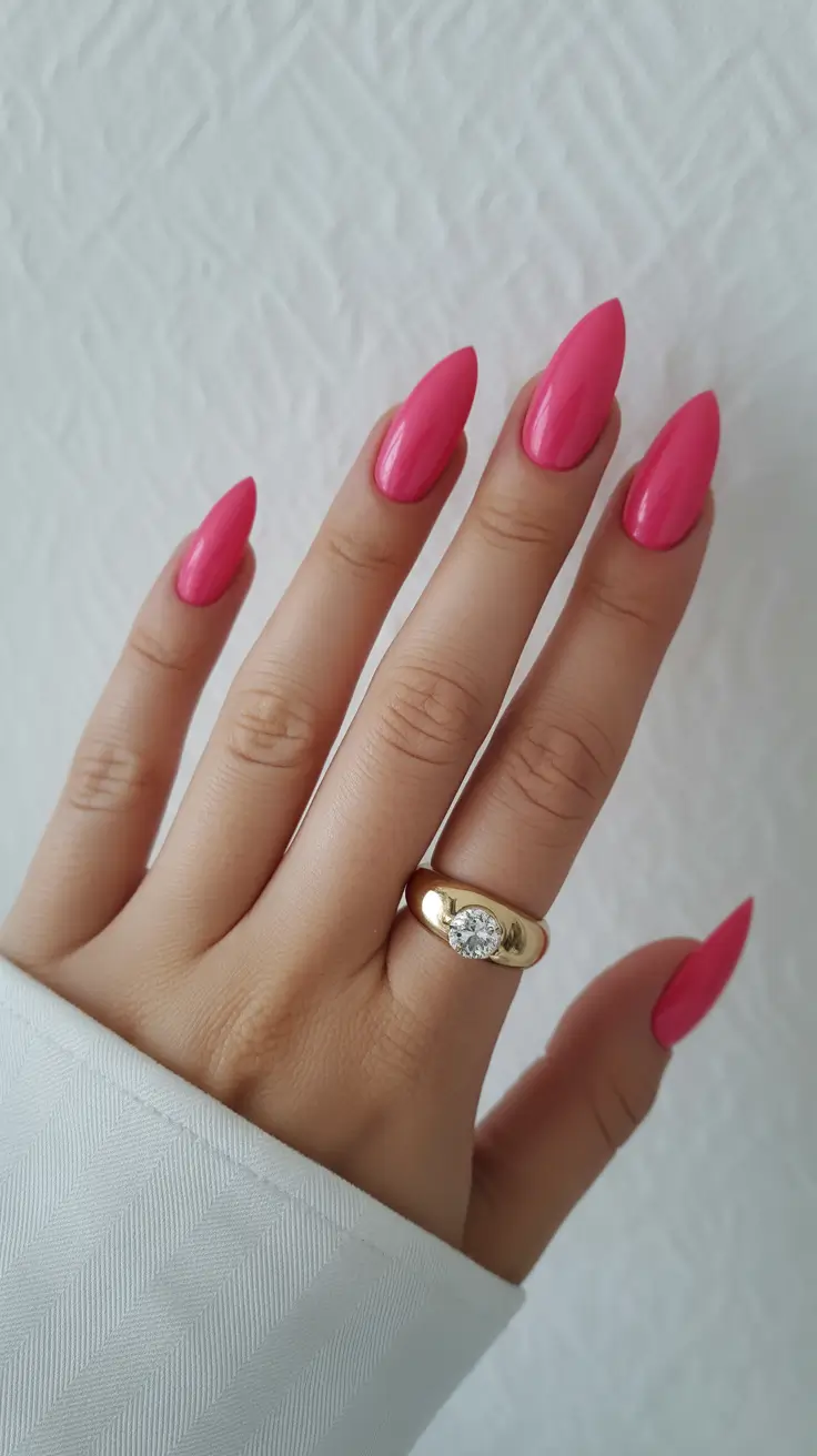 stylish almond nails 2026 Hot Pink Almond Drama