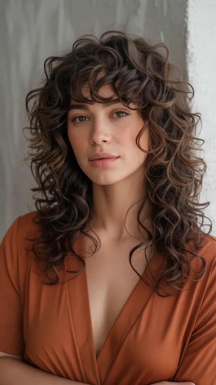 Stylish curly hairstyles 2026 Layered Long Curls With Cascading Fringe