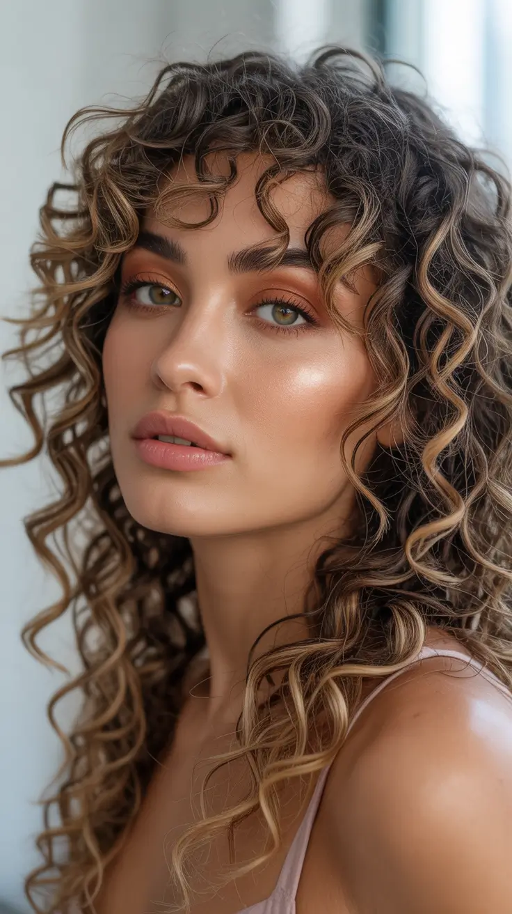 Stylish curly hairstyles 2026 Dimensional Brunette Curls With Soft Sunlit Ends