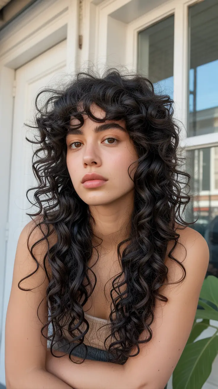 Stylish curly hairstyles 2026 Long Espresso Curls With Airy Curly Fringe