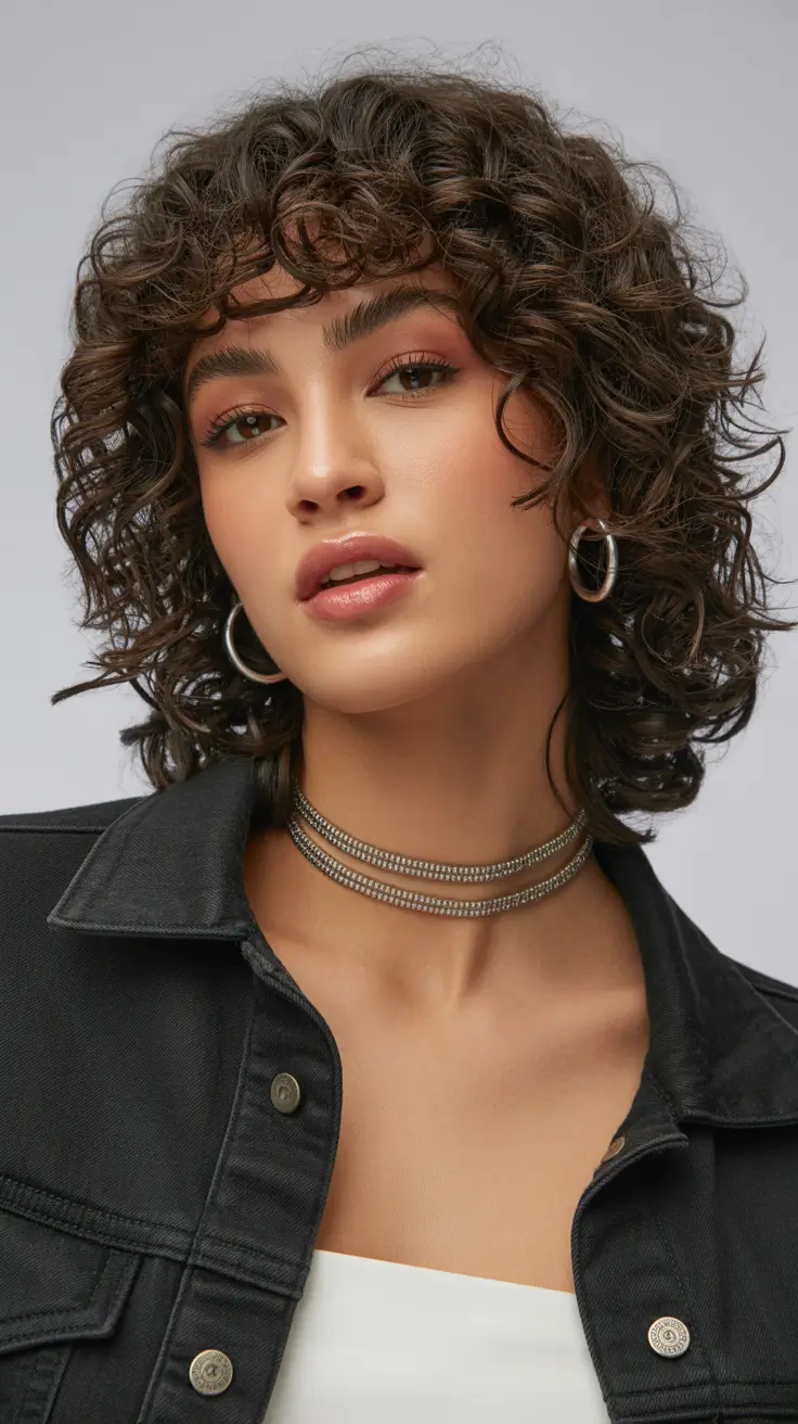 Stylish curly hairstyles 2026 Chic Layered Curly Bob With Lively Spiral Movement