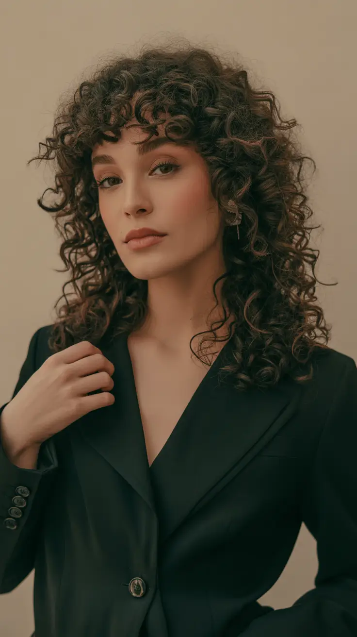 Stylish curly hairstyles 2026 Structured Brunette Curls With Tailored Shape