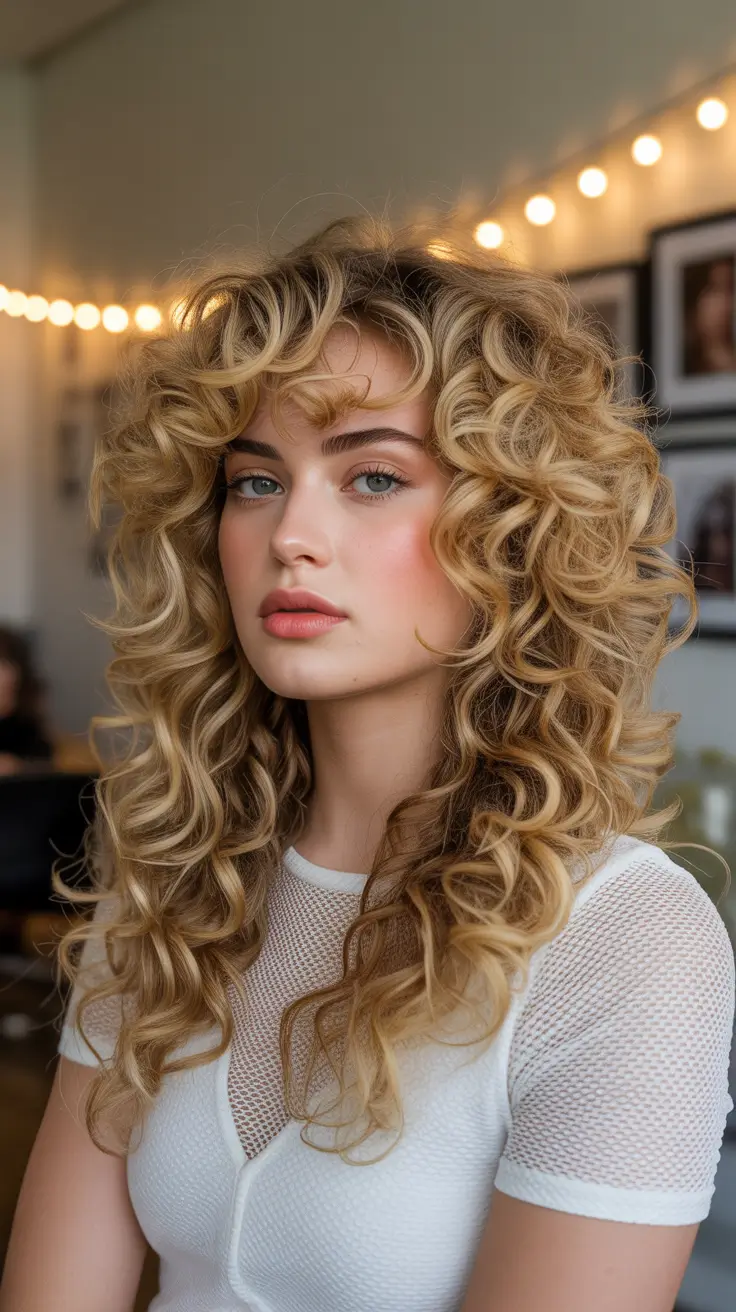 Stylish curly hairstyles 2026 Full Voluminous Long Curls With Feathered Fringe