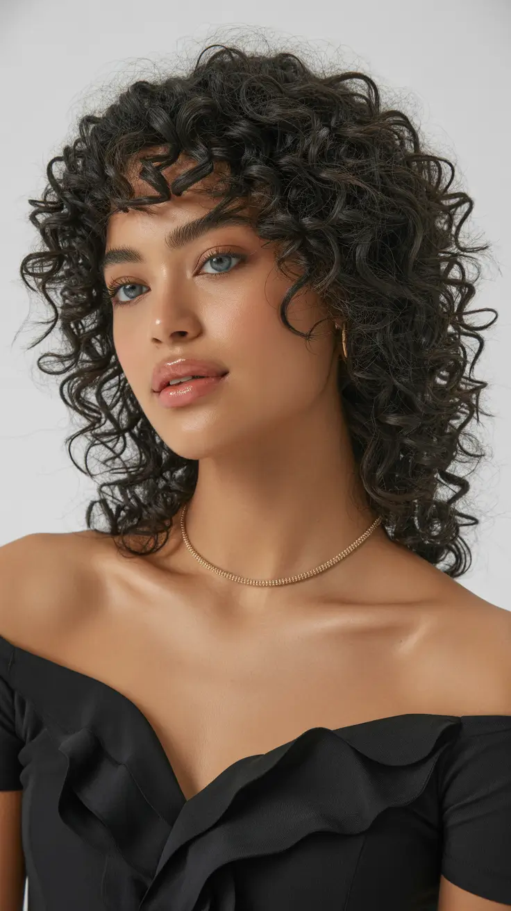 Stylish curly hairstyles 2026 Silky Curly Mullet With Face-Framing Spirals