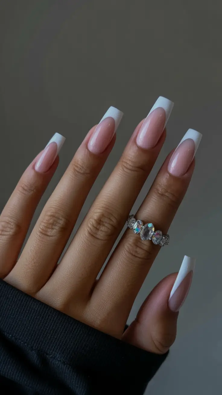 stylish French nails 2026 Soft-Cut Classic French With a Modern Glow