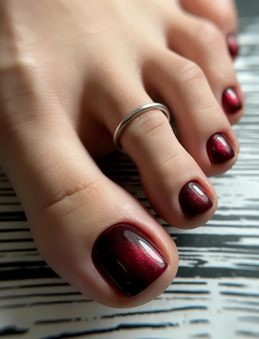 toe nails ideas 2026 Dark Cherry Glow